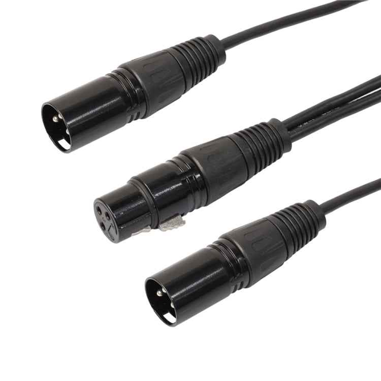30cm 3 Pin XLR CANNON 1 Female to 2 Male Audio Connector Adapter Cable for Microphone / Audio Equipment, 1 Female to 2 Male Black