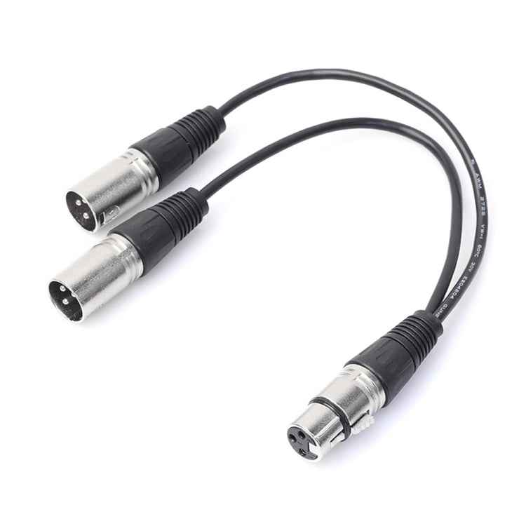 30cm 3 Pin XLR CANNON 1 Female to 2 Male Audio Connector Adapter Cable for Microphone / Audio Equipment, 1 Female to 2 Male Silver