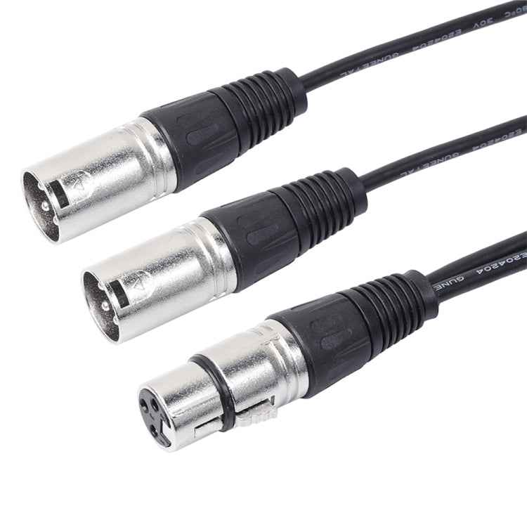 30cm 3 Pin XLR CANNON 1 Female to 2 Male Audio Connector Adapter Cable for Microphone / Audio Equipment, 1 Female to 2 Male Silver