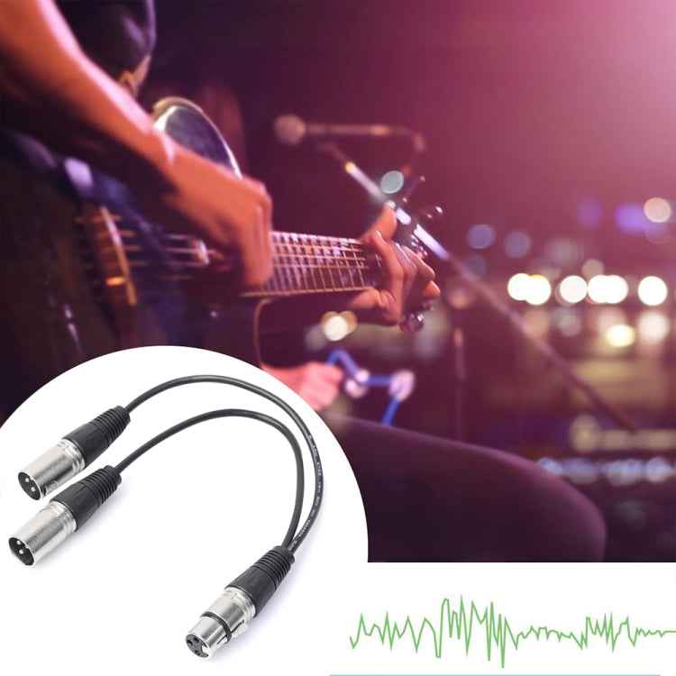 30cm 3 Pin XLR CANNON 1 Female to 2 Male Audio Connector Adapter Cable for Microphone / Audio Equipment, 1 Female to 2 Male Silver