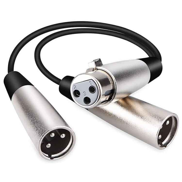 30cm Metal Head 3 Pin XLR CANNON 1 Female to 2 Male Audio Connector Adapter Cable for Microphone / Audio Equipment