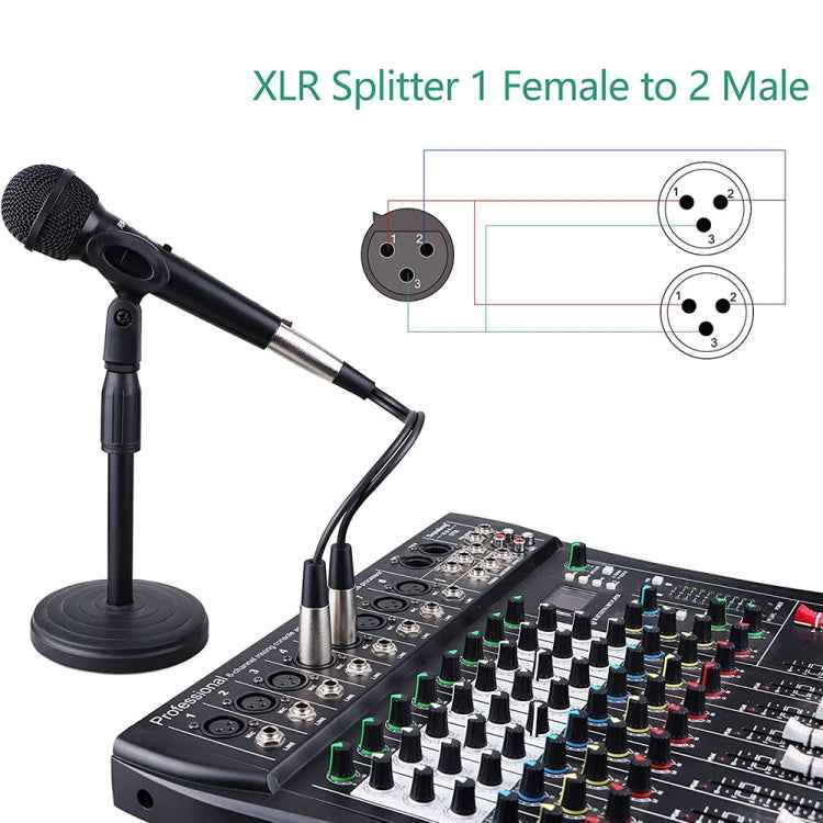 30cm Metal Head 3 Pin XLR CANNON 1 Female to 2 Male Audio Connector Adapter Cable for Microphone / Audio Equipment