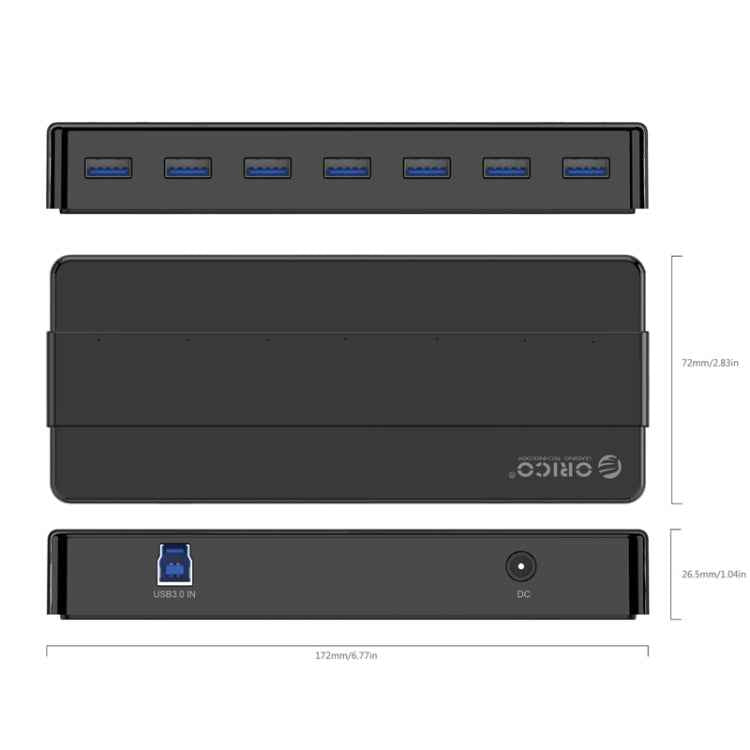ORICO H7928-U3 ABS Material Desktop 7 Ports USB 3.0 HUB with 1m Cable