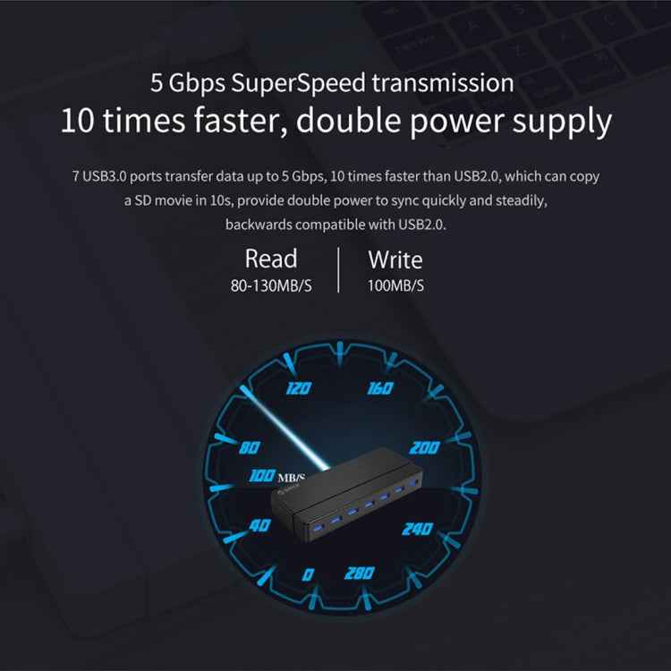 ORICO H7928-U3 ABS Material Desktop 7 Ports USB 3.0 HUB with 1m Cable