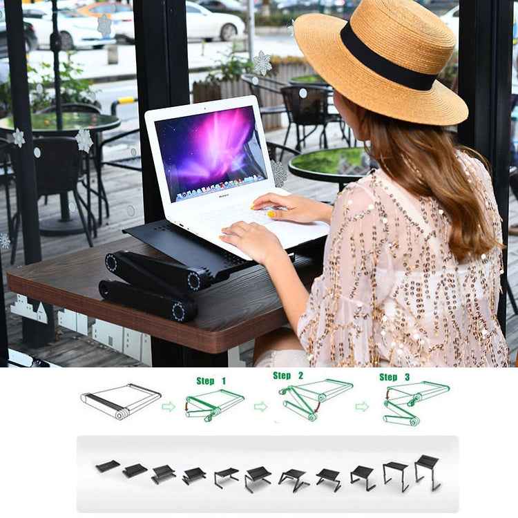 Portable 360 Degree Adjustable Foldable Aluminium Alloy Desk Stand for Laptop / Notebook, without CPU Fans & Mouse Pad