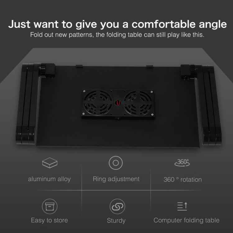 Portable 360 Degree Adjustable Foldable Aluminium Alloy Desk Stand with Double CPU Fans & Mouse Pad for Laptop / Notebook, Desk Size: 420mm x 260mm