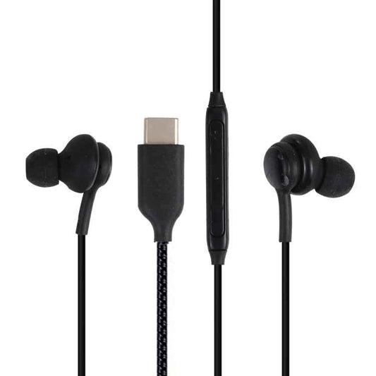 USB-C / Type-C Interface In-ear Woven Wire-controlled Earphone for Samsung Phones, Cable Length: 1.1m