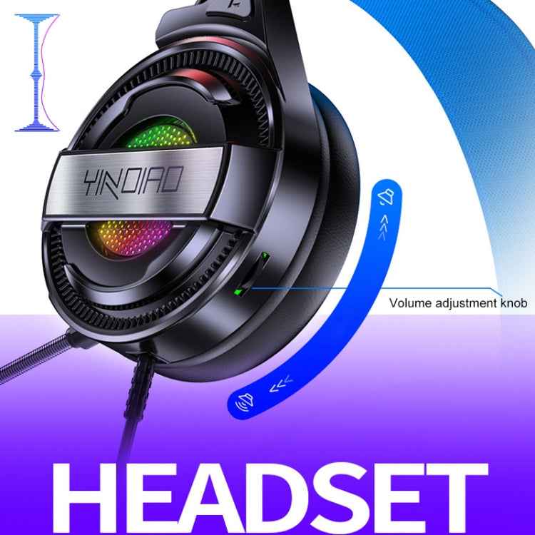 YINDIAO Q3 USB Wired E-sports Gaming Headset with Mic & RGB Light, Cable Length: 1.67m