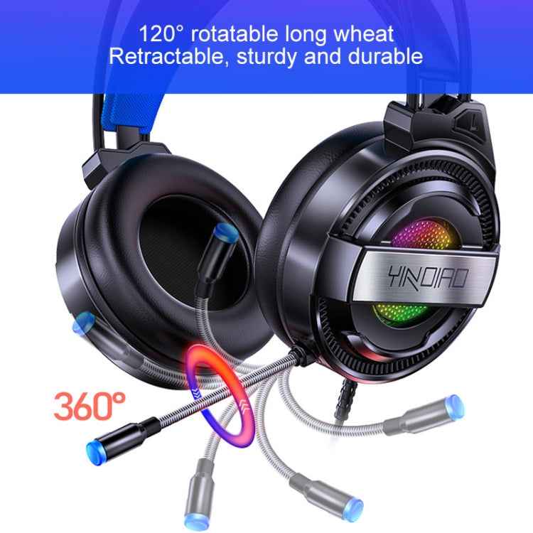 YINDIAO Q3 USB Wired E-sports Gaming Headset with Mic & RGB Light, Cable Length: 1.67m
