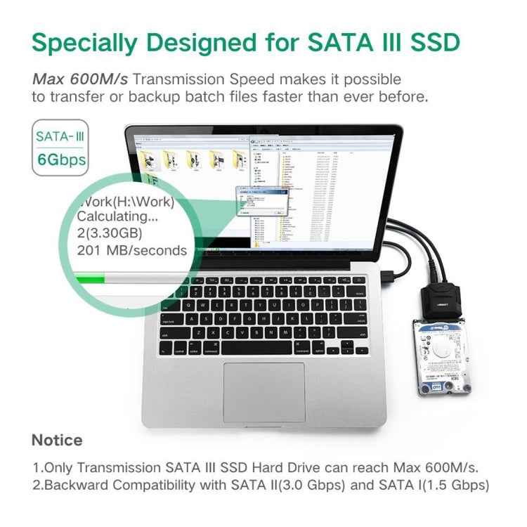 UGREEN USB 3.0 to SATA Adapter Cable Converter for 2.5 / 3.5 inch Hard Drive Disk HDD and SSD, Support UASP SATA 3.0
