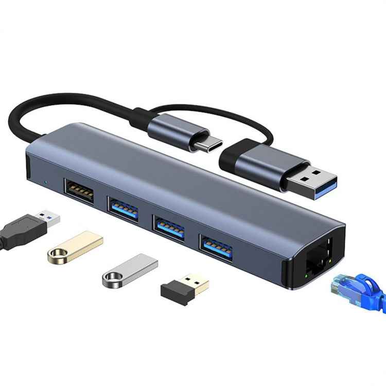 BYL-2208TU 5 in 2 USB + USB-C / Type-C to USB Multifunctional Docking Station HUB Adapter