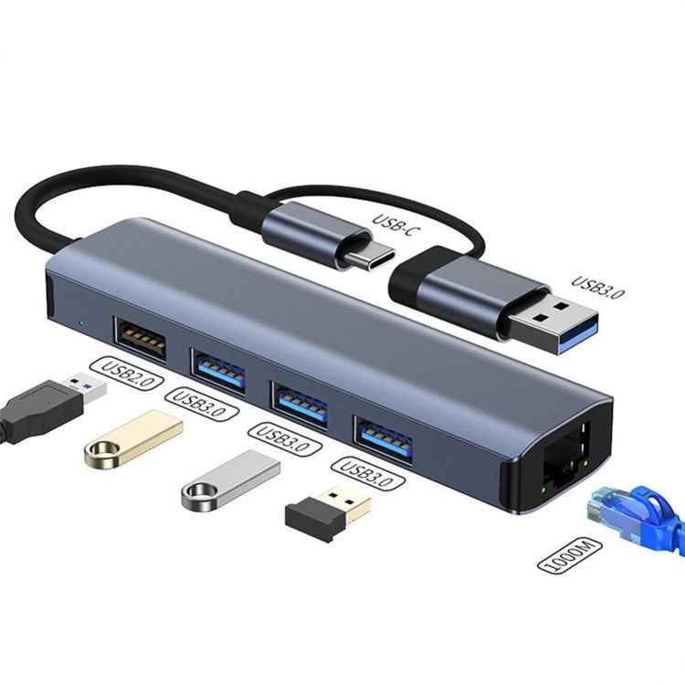 BYL-2208TU 5 in 2 USB + USB-C / Type-C to USB Multifunctional Docking Station HUB Adapter
