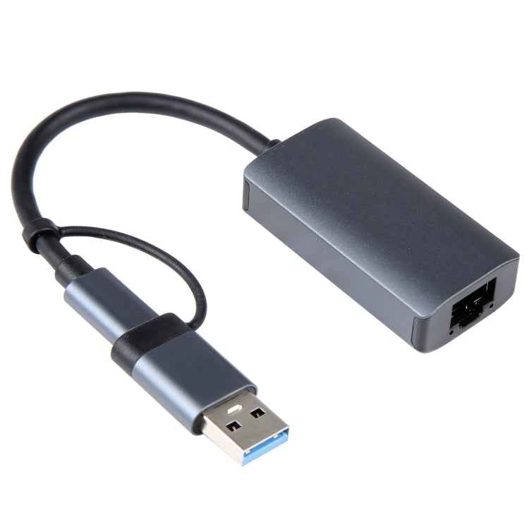 BYL-2207TU 2 in 1 USB + Type-C to RJ45 Docking Station HUB Adapter