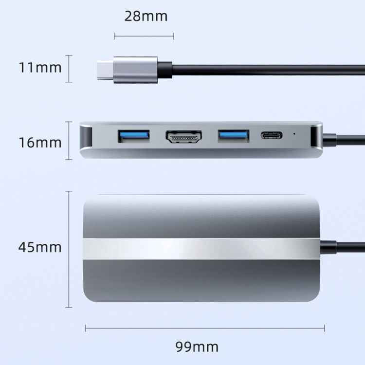 BYL-2109 5 in 1 USB-C / Type-C to USB Multifunctional Docking Station HUB Adapter