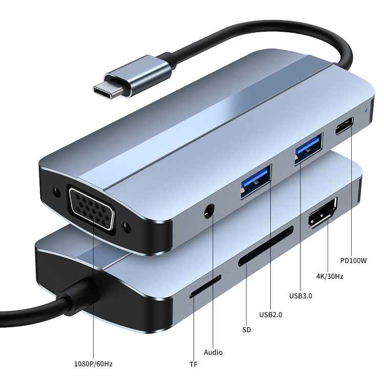 BYL-2105 8 in 1 USB-C / Type-C to USB Multifunctional Docking Station HUB Adapter