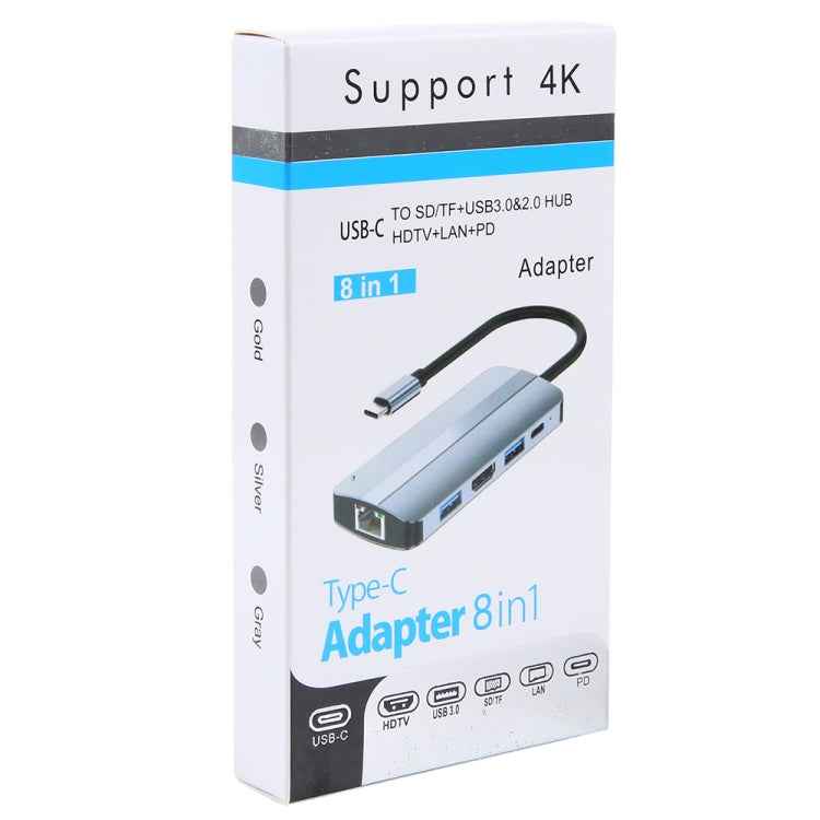 BYL-2205 8 in 1 USB-C / Type-C to USB Multifunctional Docking Station HUB Adapter