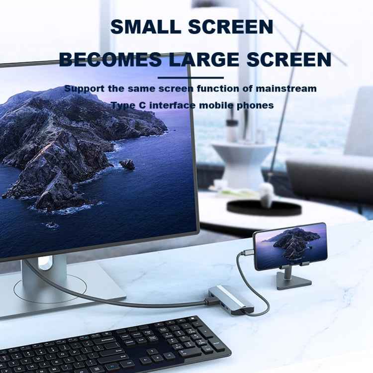 BYL-2205 8 in 1 USB-C / Type-C to USB Multifunctional Docking Station HUB Adapter