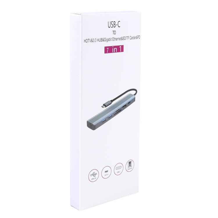 BYL-2303 7 in 1 USB-C / Type-C to USB Multifunctional Docking Station HUB Adapter