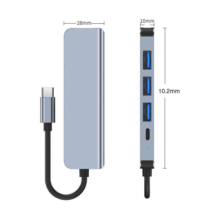 BYL-2301T 5 in 1 USB-C / Type-C to USB Multifunctional Docking Station HUB Adapter