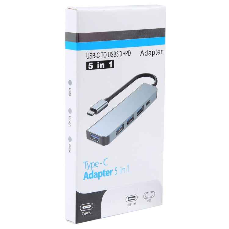 BYL-2301T 5 in 1 USB-C / Type-C to USB Multifunctional Docking Station HUB Adapter