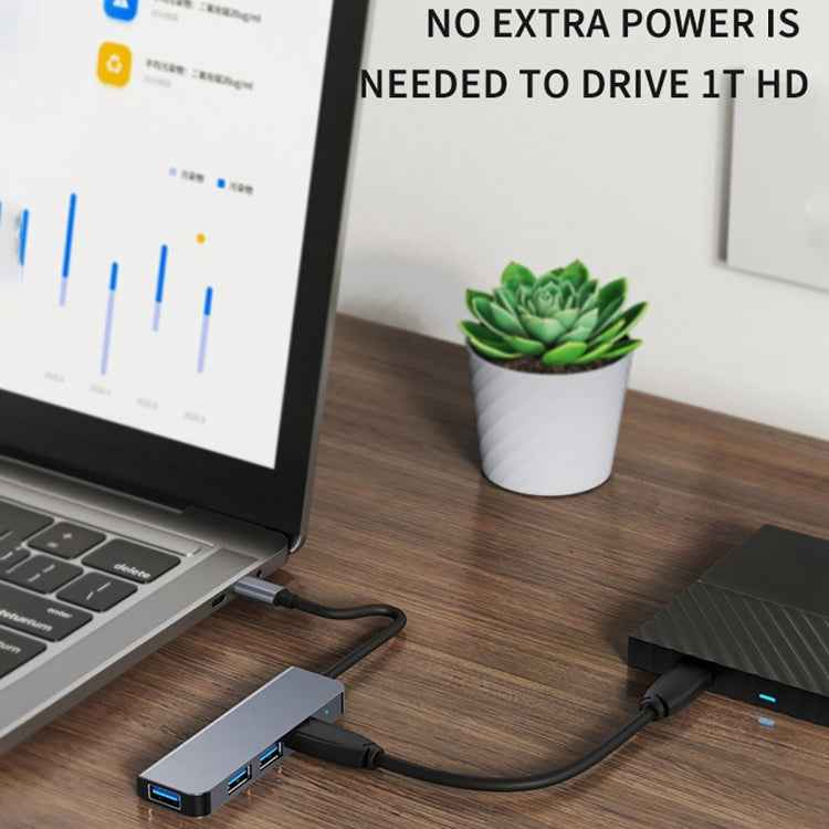 BYL-2301T 5 in 1 USB-C / Type-C to USB Multifunctional Docking Station HUB Adapter
