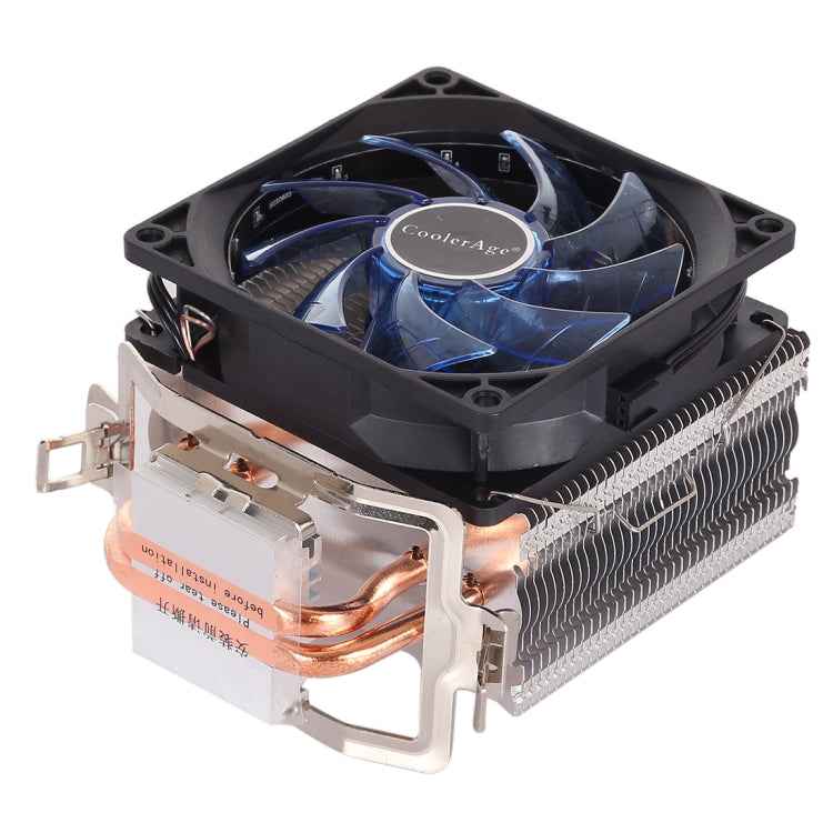 LED CPU Cooler Pure Copper Double Heat Pipe CPU Radiator CPU Fan, with Blue Light
