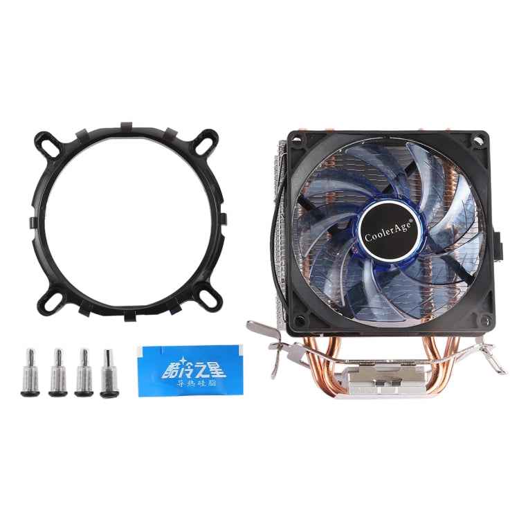LED CPU Cooler Pure Copper Double Heat Pipe CPU Radiator CPU Fan, with Blue Light