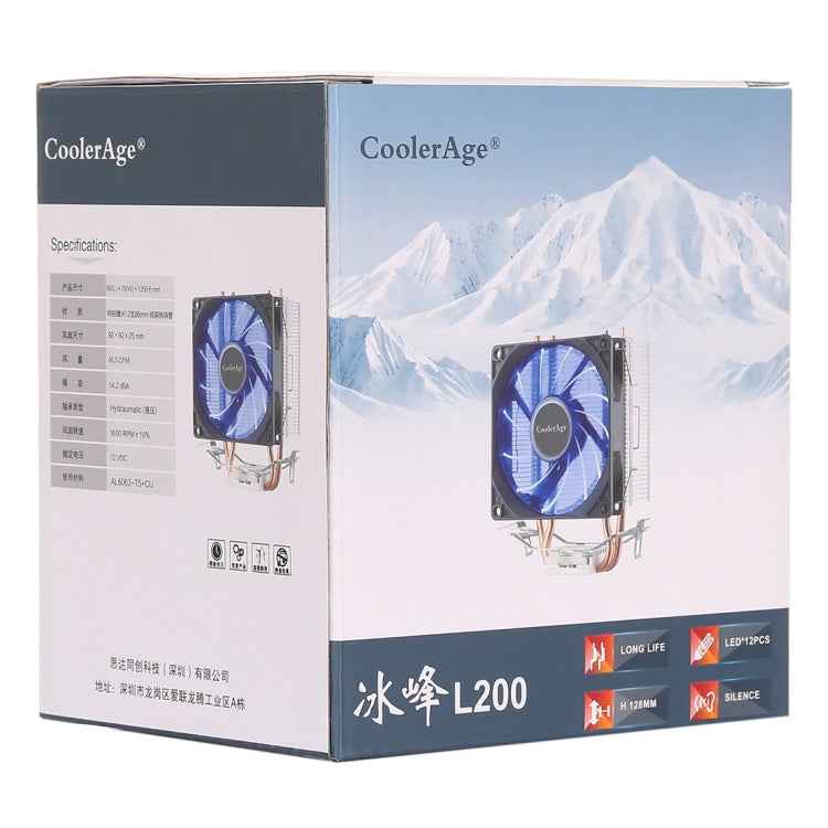 LED CPU Cooler Pure Copper Double Heat Pipe CPU Radiator CPU Fan, with Blue Light