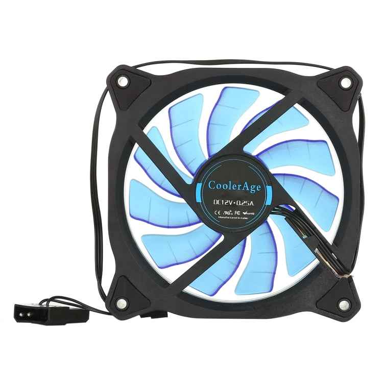 Color LED 12cm 3pin Computer Components Chassis Fan Computer Host Cooling Fan Silent Fan Cooling, with Power Connection Cable & Blue Light