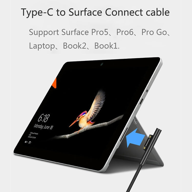 Surface Pro 7 / 6 / 5 to USB-C / Type-C Male Interfaces Power Adapter Charger Cable for Microsoft Surface Pro 7 / 6 / 5 / 4 / 3 / Microsoft Surface Go, Type-C to Microsoft Surface