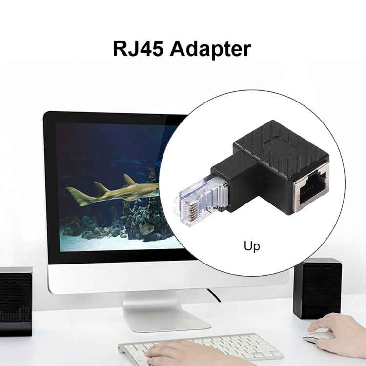 RJ45 Male to Female Converter 90 Degrees Extension Adapter for Cat5 Cat6 LAN Ethernet Network Cable, 90 Degrees Up