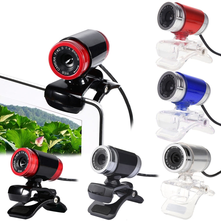 HXSJ A860 30fps 480P HD Webcam for Desktop / Laptop, with 10m Sound Absorbing Microphone, Length: 1.4m, A860 Grey, A860 Blue, A860 Red, A860 Red + Black, A860 Black