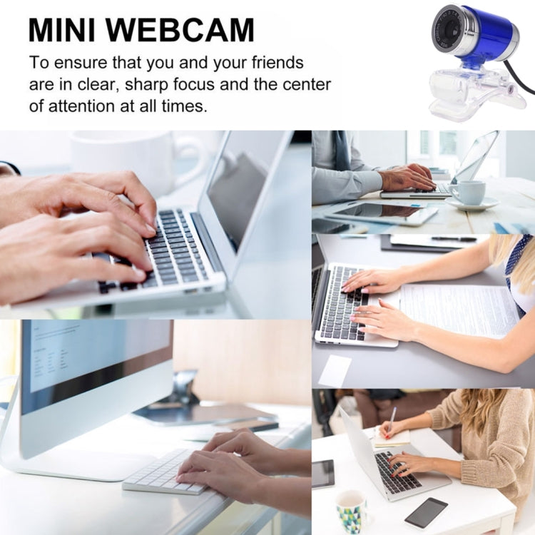 HXSJ A860 30fps 480P HD Webcam for Desktop / Laptop, with 10m Sound Absorbing Microphone, Length: 1.4m, A860 Grey, A860 Blue, A860 Red, A860 Red + Black, A860 Black