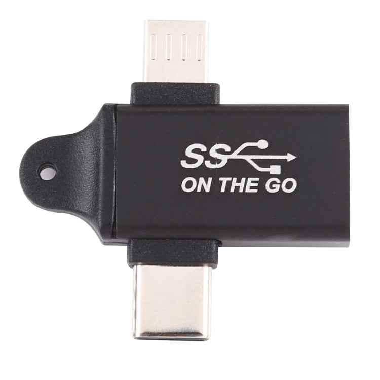 USB 3.0 Female to Type-C / USB-C Male + Micro Male Aluminium Alloy Adapter