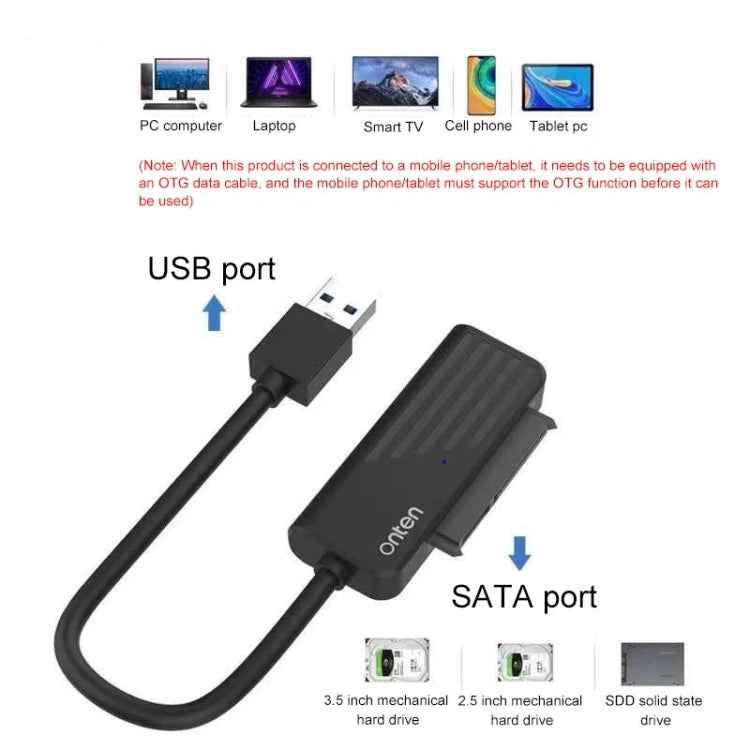 Onten US301 USB 3.0 to SATA Adapter for Universal 2.5/3.5 HDD/SSD Hard Drive Disk