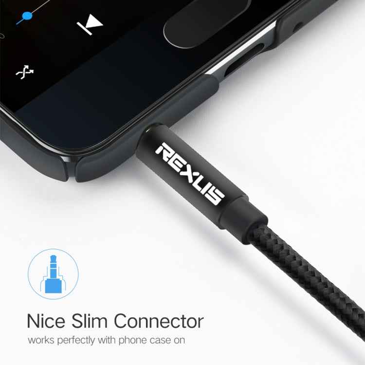 REXLIS 3629 3.5mm Male to Male Car Stereo Gold-plated Jack AUX Audio Cable for 3.5mm AUX Standard Digital Devices, Length: 1m