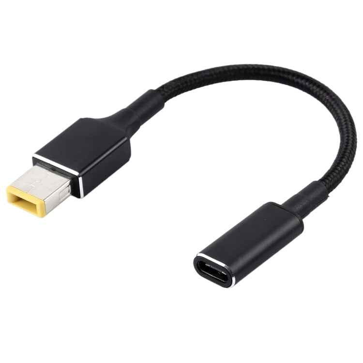 PD 100W 18.5-20V Square Plug to USB-C / Type-C Adapter Nylon Braid Cable for Lenovo Laptop