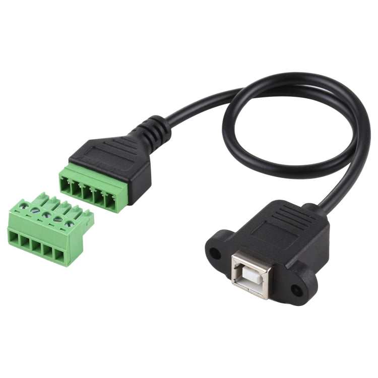 USB Type-B Female Plug to 5 Pin Pluggable Terminals Solder-free USB Connector Solderless Connection Adapter Cable, Length: 30cm, USB Type-B Female