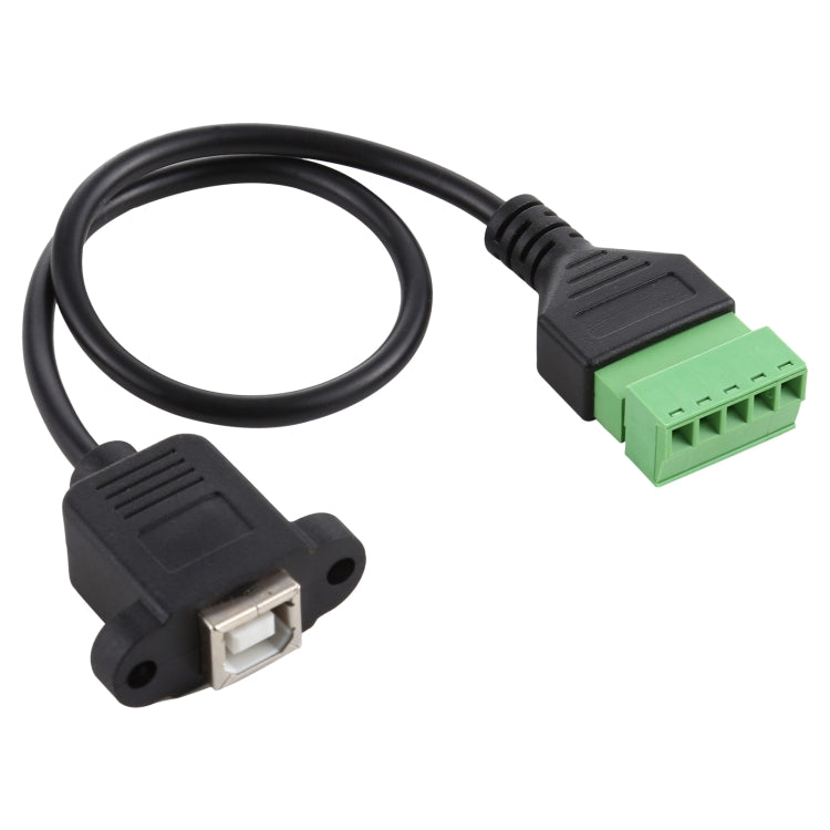 USB Type-B Female Plug to 5 Pin Pluggable Terminals Solder-free USB Connector Solderless Connection Adapter Cable, Length: 30cm, USB Type-B Female