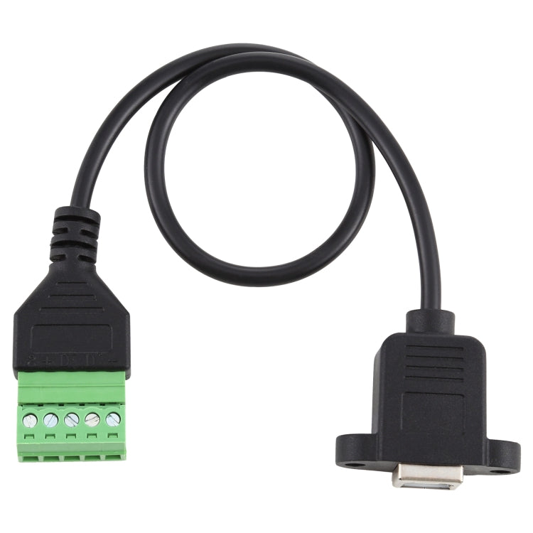 USB Type-B Female Plug to 5 Pin Pluggable Terminals Solder-free USB Connector Solderless Connection Adapter Cable, Length: 30cm, USB Type-B Female