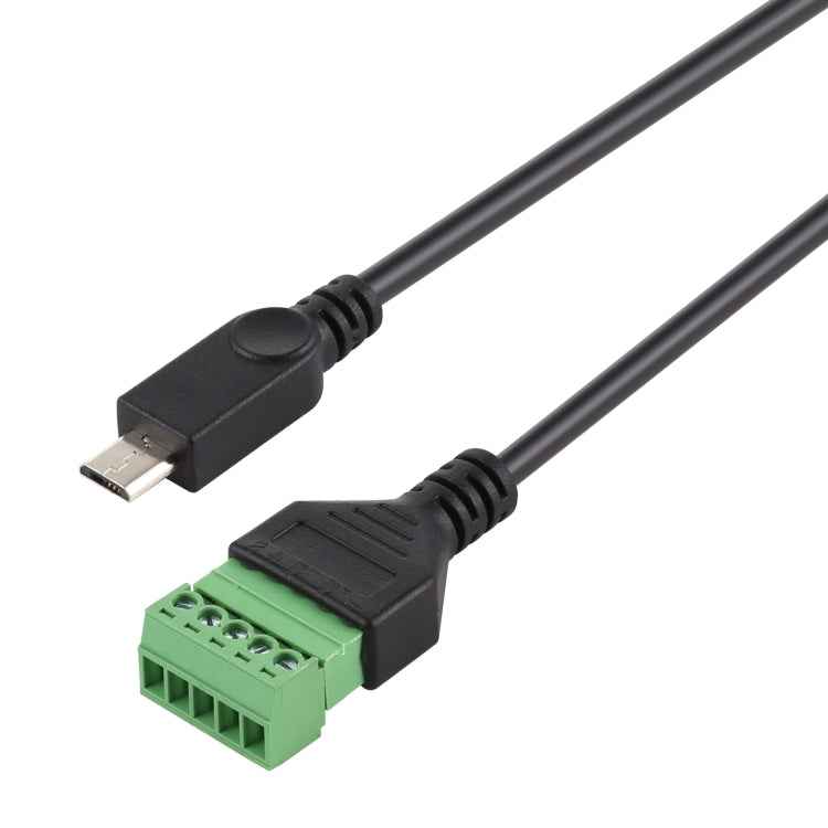 Micro USB Male to 5 Pin Pluggable Terminals Solder-free USB Connector Solderless Connection Adapter Cable, Length: 30cm