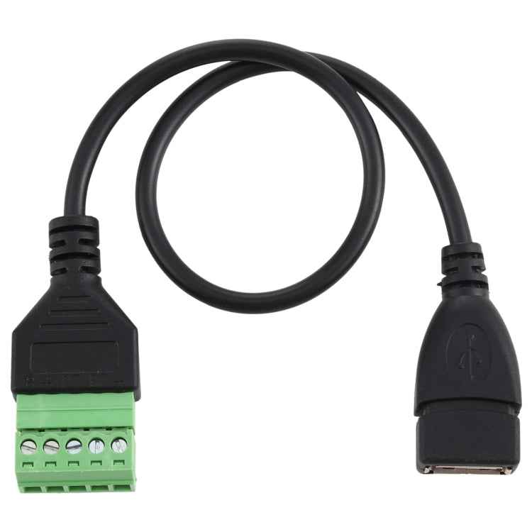 USB Female Plug to 5 Pin Pluggable Terminals Solder-free USB Connector Solderless Connection Adapter Cable, Length: 30cm