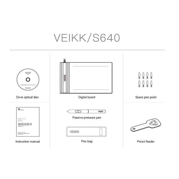 VEIKK S640 6x4 inch 5080 LPI Electronic Graphic Tablet
