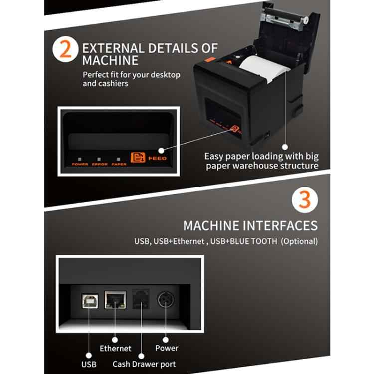 ZJ-8360 II USB and LAN Interface Auto-cutter 80mm Thermal Receipt Printer, ZJ-8360 II USB and LAN