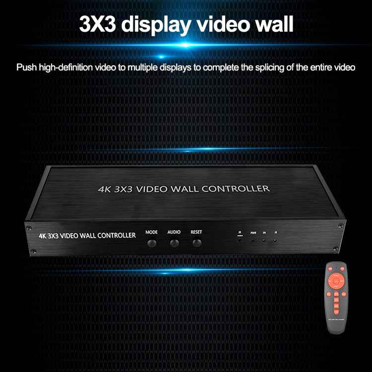 NK-BT88 4K 3X3 HDMI Video Wall Controller Multi-screen Splicing Processor with Remote Controller, EU Plug