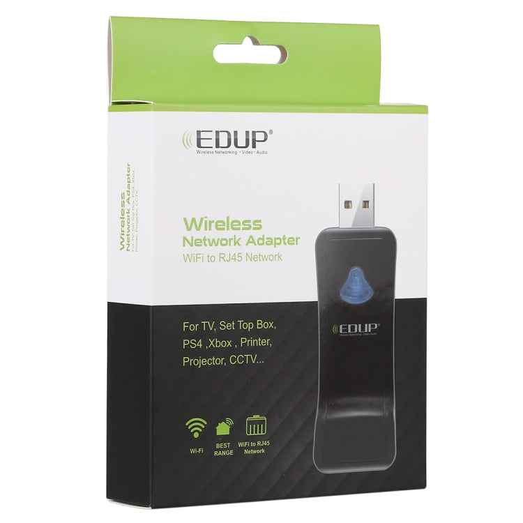 EDUP EP-2911S 300Mbps 2.4GHz Wireless USB Repeater WiFi to RJ45 Network Adapter for TV, Set Top Box, PS4, Xbox, Printer, Projector