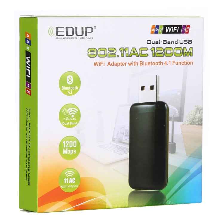 EDUP EP-AC1681 2 in 1 AC1200Mbps 2.4GHz & 5.8GHz Dual Band USB WiFi Adapter External Network Card with Bluetooth 4.1 Function
