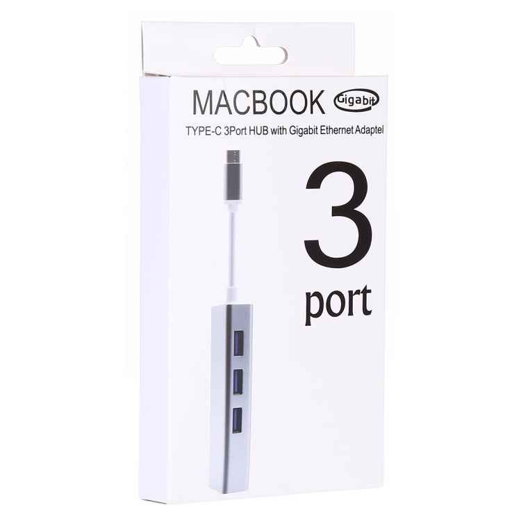 Aluminum Shell 3 USB3.0 Ports HUB + USB-C / Type-C Gigabit Ethernet Adapter