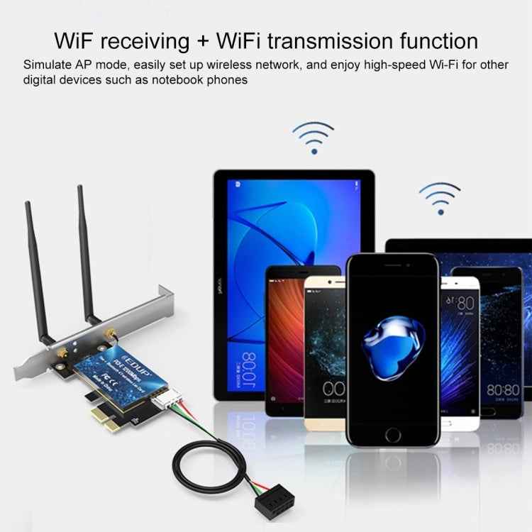 EDUP EP-9620 2 in 1 AC1200Mbps 2.4GHz & 5.8GHz Dual Band PCI-E 2 Antenna WiFi Adapter External Network Card + Bluetooth