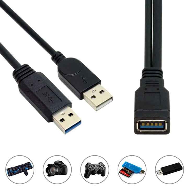 2 in 1 USB 3.0 Female to USB 2.0 + USB 3.0 Male Cable for Computer / Laptop, Length: 29cm
